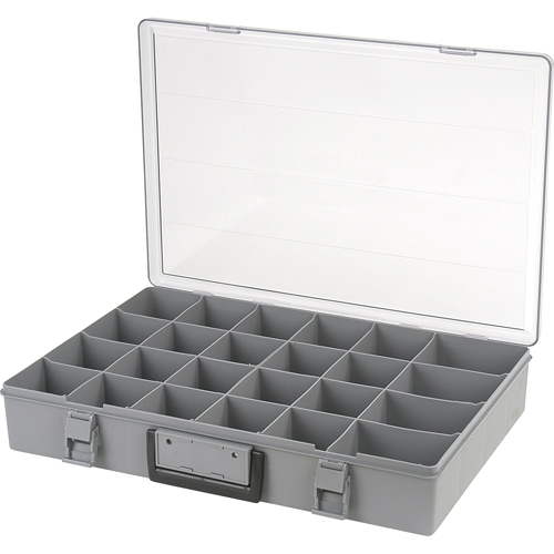 Compartment Case, Plastic, 24 Slots, 18-1/2" W x 13" D x 3" H, Grey Seaboard Timber Mart