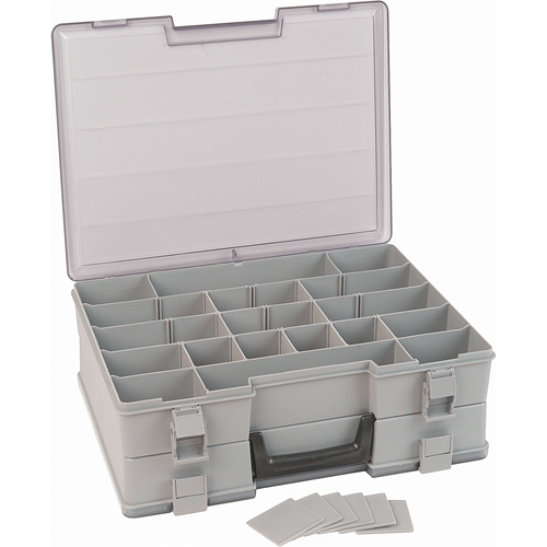 Compartment Case, Plastic, 48 Slots, 15-1/2" W x 11-3/4" D x 5" H, Grey Seaboard Timber Mart