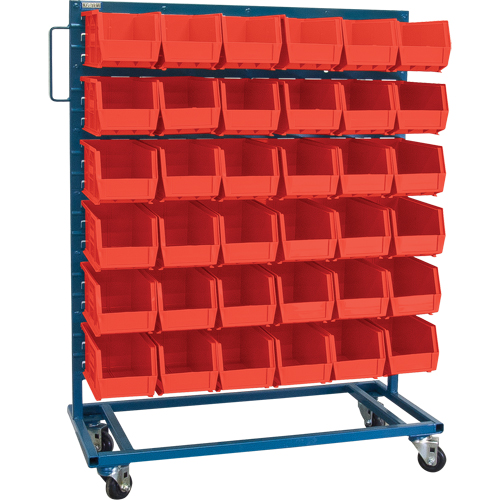 Single-Sided Mobile Bin Rack, Single-sided, 36 bins, 36" W x 16" D x 46-1/2" H Seaboard Timber Mart