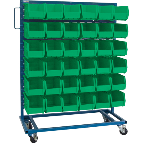 Single-Sided Mobile Bin Rack, Single-sided, 36 bins, 36" W x 16" D x 46-1/2" H Seaboard Timber Mart