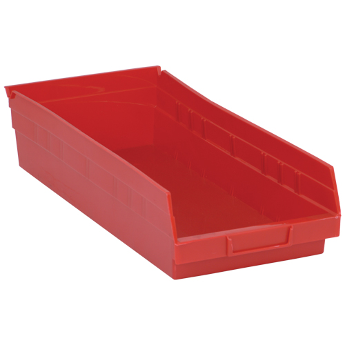Shelf Bins, 8-3/8" W x 4" H x 17-7/8" D, Red, 40 lbs. Capacity Seaboard Timber Mart