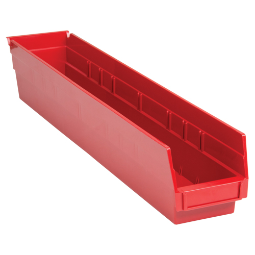 Bacs de rangement pour tablettes, 4-1/8" la x 4" H x 23-5/8" p, Rouge, Capacit&eacute; 50 lb Seaboard Timber Mart