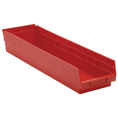Bacs de rangement pour tablettes, 6-5/8" la x 4" H x 23-5/8" p, Rouge, Capacit&eacute; 50 lb Seaboard Timber Mart