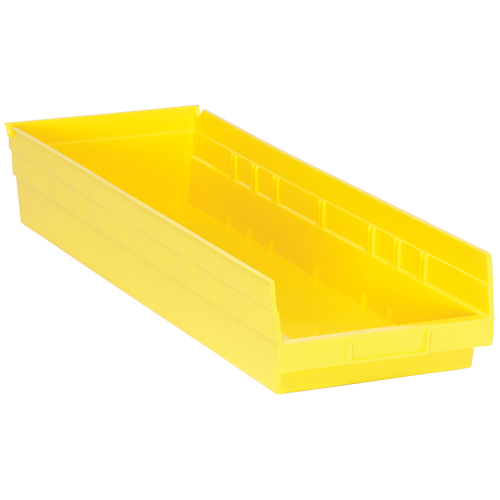 Shelf Bins, 8-3/8" W x 4" H x 23-5/8" D, Yellow, 50 lbs. Capacity Seaboard Timber Mart