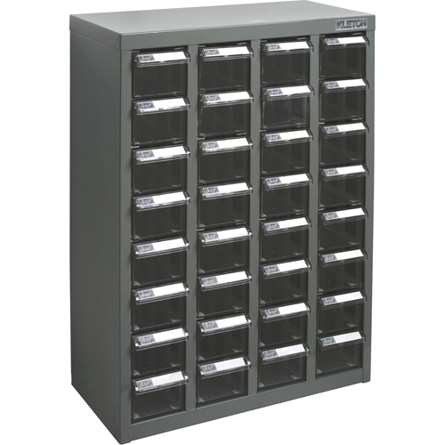 KPC-500 Parts Cabinet, Galvanized Steel, 32 Drawers, 18-1/10" x 8-7/10" x 25-3/5", Grey Seaboard Timber Mart