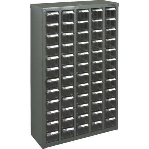 KPC-500 Parts Cabinet, Galvanized Steel, 60 Drawers, 22-3/5" x 8-7/10" x 36-9/10", Grey Seaboard Timber Mart