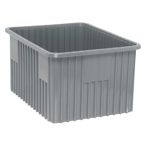 Contenants Divider Box, Plastique, 22,5" la x 17,5" p x 12" h, Gris Seaboard Timber Mart