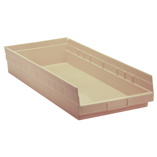 Economy Shelf Bin, 11-1/8" W x 4" H x 23-5/8" D, Ivory, 60 lbs. Capacity Seaboard Timber Mart