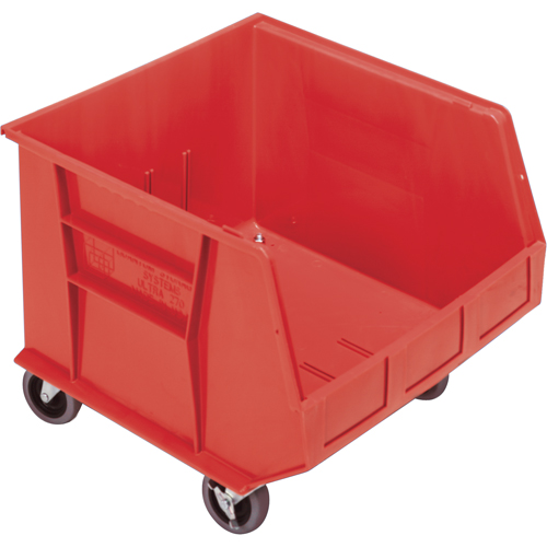 Mobile Bin, 14" H x 16-1/2" W x 18" D, 75 lbs. Capacity, Red Seaboard Timber Mart