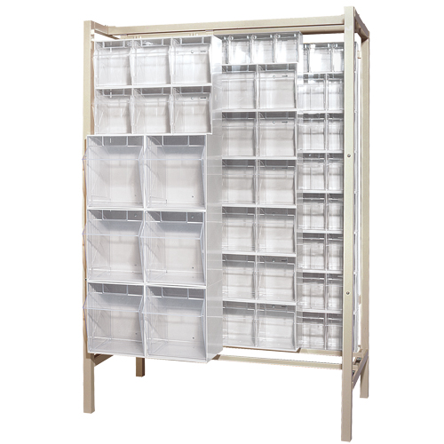 Free-Standing Tip-Out Bins Slider System, 51-1/4" W x 26" D x 77" H, 101 Drawers Seaboard Timber Mart