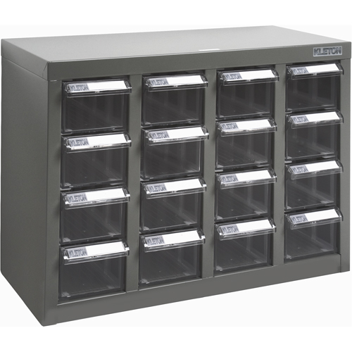 KPC-500 Parts Cabinet, Galvanized Steel, 16 Drawers, 18-3/10" x 8-7/10" x 13-4/5", Grey Seaboard Timber Mart
