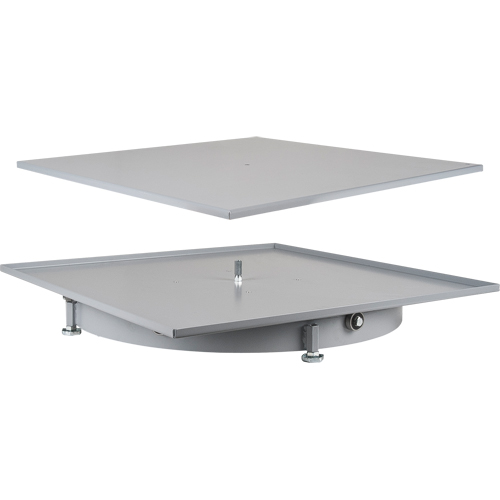 Carrousel de casiers &agrave; tiroirs industriels & robustes, Acier, 27-1/2" la x 27-1/2" p x 4" h, Gris Seaboard Timber Mart