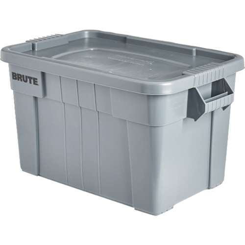 Brute Storage Tote with Lid, 27.88” D x 17.38” W x 15.13” H, 160 lbs. Capacity, Grey Seaboard Timber Mart