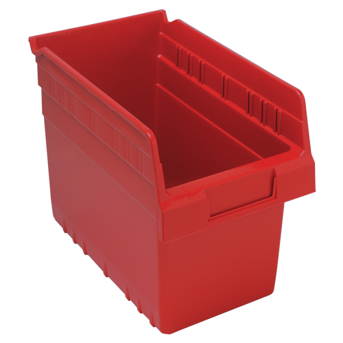 Store-Max Shelf Bins, 6-5/8" W x 8" H x 11-5/8" D, Red, 44 lbs. Capacity Seaboard Timber Mart
