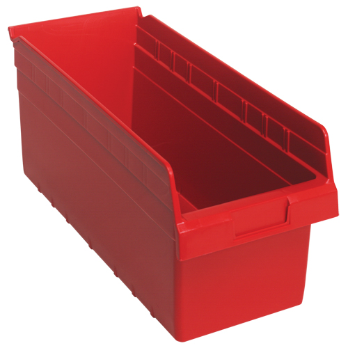 Store-Max Shelf Bins, 8-3/8" W x 8" H x 17-7/8" D, Red, 56 lbs. Capacity Seaboard Timber Mart