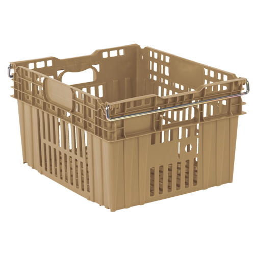 Agricultural Plastic Stack-N-Nest Container, 20" x 24" x 13.4", Beige Seaboard Timber Mart