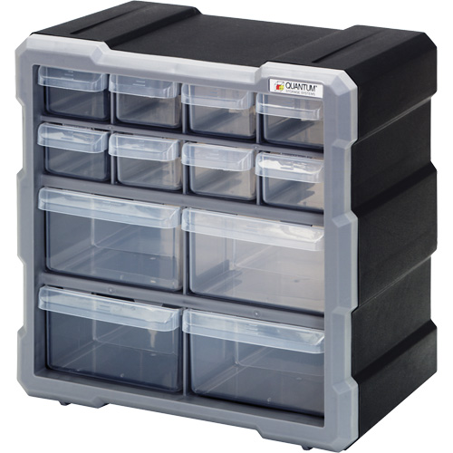 Armoire &agrave; tiroir, Plastique, 12 tiroirs, 10-1/2" x 6-1/4" x 10-1/4", Noir Seaboard Timber Mart