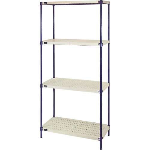 Wire Shelving Unit with Plastic Shelves, Wire Frame with Plastic Shelves, Boltless, 600 lbs. Capacity, 30" W x 72" H x 18" D Seaboard Timber Mart