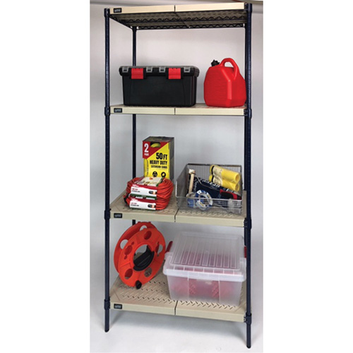 Wire Shelving Unit with Plastic Shelves, Wire Frame with Plastic Shelves, Boltless, 600 lbs. Capacity, 30" W x 72" H x 18" D Seaboard Timber Mart