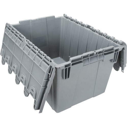 Contenant de distribution en plastique avec dessus basculant, 21,65" x 15,5" x 12,5", Gris Seaboard Timber Mart