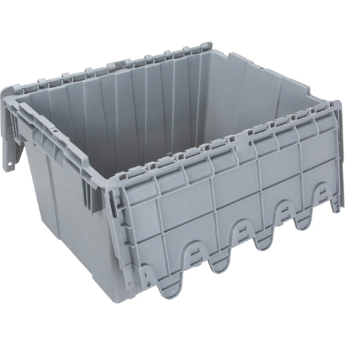 Contenant de distribution en plastique avec dessus basculant, 21,65" x 15,5" x 12,5", Gris Seaboard Timber Mart