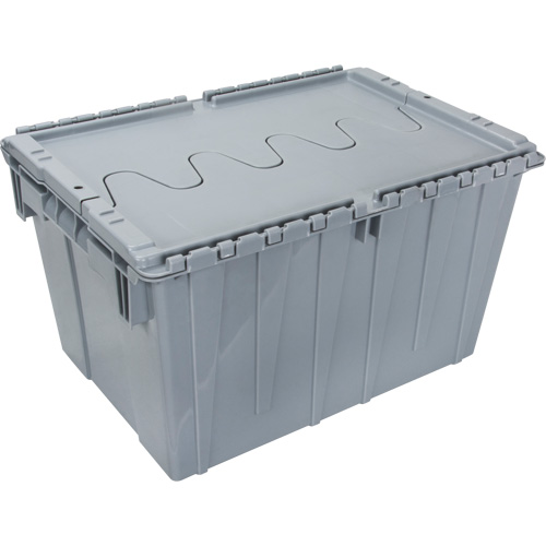 Contenant de distribution en plastique avec dessus basculant, 21,65" x 15,5" x 12,5", Gris Seaboard Timber Mart