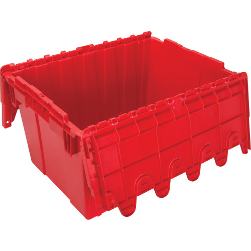 Contenant de distribution en plastique avec dessus basculant, 21,65" x 15,5" x 12,5", Rouge Seaboard Timber Mart