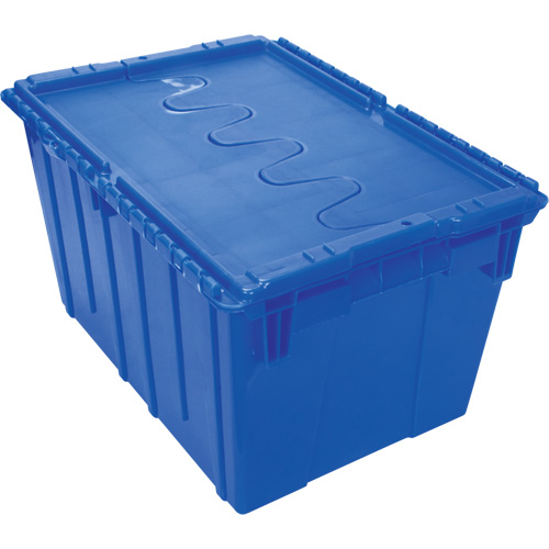 Flip Top Plastic Distribution Container, 21.65" x 15.5" x 12.5", Blue Seaboard Timber Mart