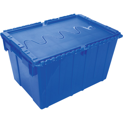 Flip Top Plastic Distribution Container, 21.65" x 15.5" x 12.5", Blue Seaboard Timber Mart