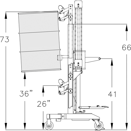 Ergonomic Drum Handler High Reach - DM-1100-HR, 30 - 85 US Gal. (25 - 70 Imperial Gal.) Seaboard Timber Mart