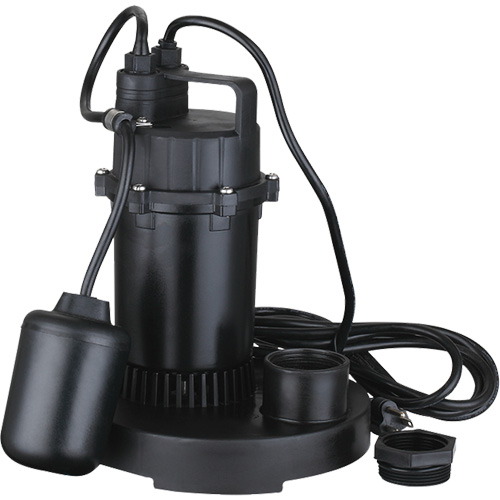 Thermoplastic Submersible Sump Pump, 2560 GPH, 115 V, 4.6 A, 1/3 HP Seaboard Timber Mart