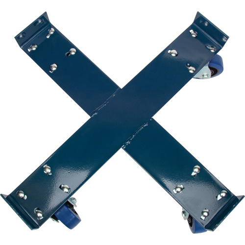 Drum Dolly, Steel, 1400 lbs. Capacity, 24" Diameter, Blue Elastic Casters Seaboard Timber Mart