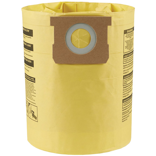 Sacs filtrants pour d&eacute;bris secs jetables &agrave; haute efficacit&eacute; de type H, 5 - 8 gal. US Seaboard Timber Mart