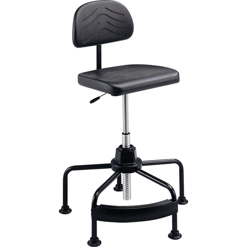 Industrial Seating, Stationary, Adjustable, 17" - 35", Polyurethane Seat, Black Seaboard Timber Mart