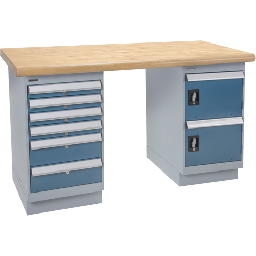 Heavy-Duty Workbench, Door & Drawers, 1500 lbs. Cap., 60" W x 36" D, 34" H Seaboard Timber Mart