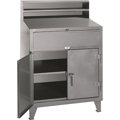 Pupitres d'atelier a/armoire, 36" la x 28" p x 54" h, Gris Seaboard Timber Mart