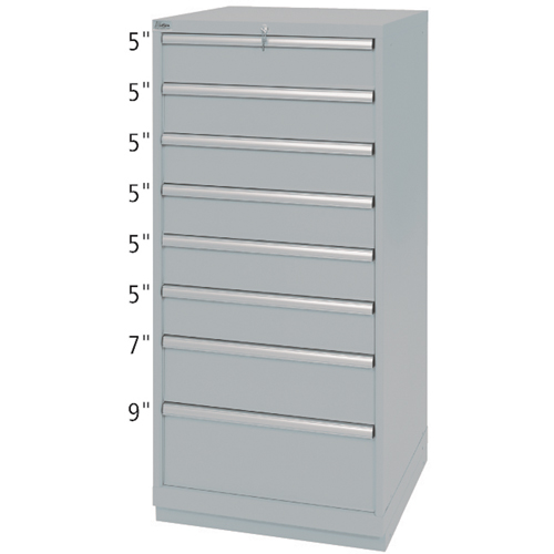 Drawer Cabinets, 8 Drawers, 28-1/4" W x 28-1/2" D x 59-1/2" H, Grey Seaboard Timber Mart
