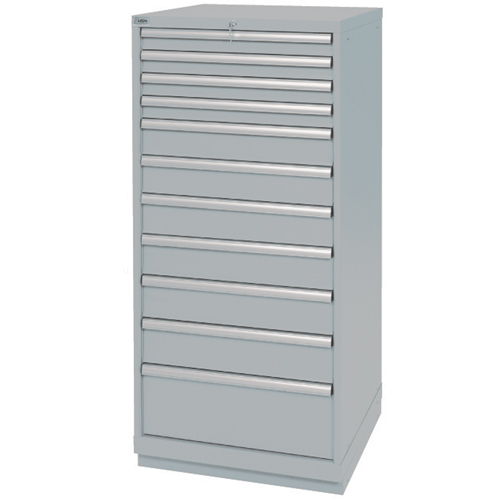 Drawer Cabinets, 11 Drawers, 28-1/4" W x 28-1/2" D x 59-1/2" H, Grey Seaboard Timber Mart