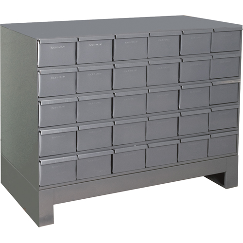 Industrial Drawer Cabinets With Base, 30 Drawers, 34-1/8" W x 12-1/4" D x 26-7/8" H, Grey Seaboard Timber Mart
