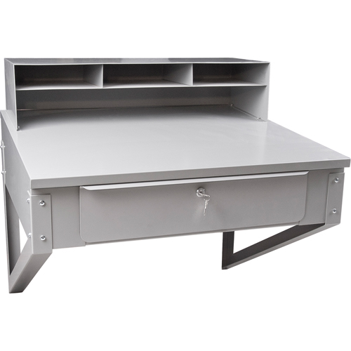 Wall-Mounted Shop Desk, 34-1/2" W x 28" D x 31" H, Grey Seaboard Timber Mart
