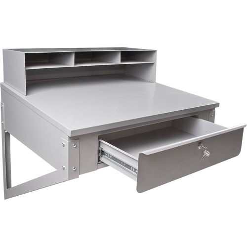 Wall-Mounted Shop Desk, 34-1/2" W x 28" D x 31" H, Grey Seaboard Timber Mart