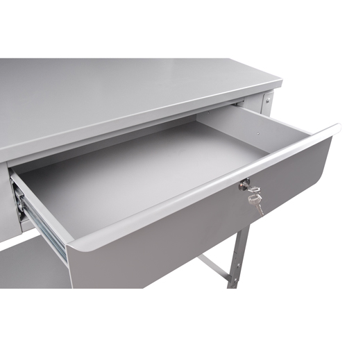 Open Floor Style Shop Desk, 34-1/2" W x 30" D x 53" H, Grey Seaboard Timber Mart