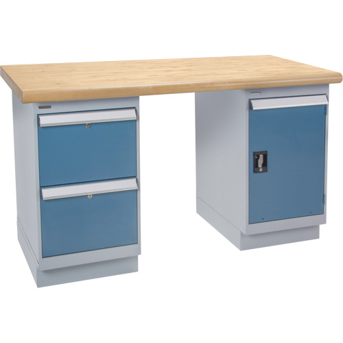 Heavy-Duty Workbench, Door & Drawers, 1500 lbs. Cap., 60" W x 36" D, 34" H Seaboard Timber Mart