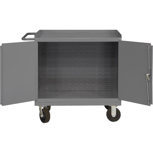 Armoire d'&eacute;tabli mobile avec panneau arri&egrave;re &agrave; persiennes, Acier Surface Seaboard Timber Mart