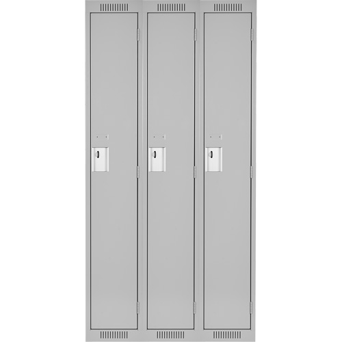 Clean Line Lockers, Bank of 3, 45" x 18" x 72", Steel, Grey, Rivet (Assembled) Seaboard Timber Mart