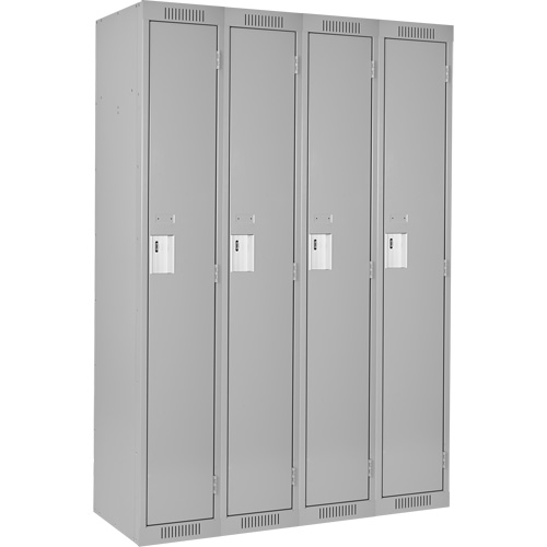 Clean Line Lockers, Bank of 4, 48" x 18" x 72", Steel, Grey, Rivet (Assembled) Seaboard Timber Mart