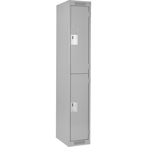 Clean Line Lockers, 2 -tier, 12" x 18" x 72", Steel, Grey, Rivet (Assembled) Seaboard Timber Mart
