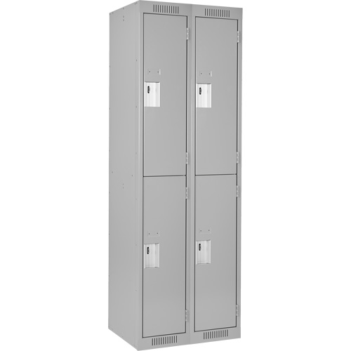 Clean Line Lockers, 2 -tier, Bank of 2, 24" x 18" x 72", Steel, Grey, Rivet (Assembled) Seaboard Timber Mart