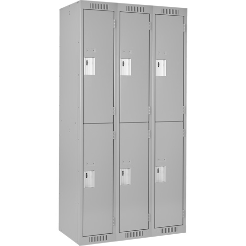 Clean Line Lockers, 2 -tier, Bank of 3, 36" x 18" x 72", Steel, Grey, Rivet (Assembled) Seaboard Timber Mart