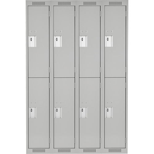 Clean Line Lockers, 2 -tier, Bank of 4, 48" x 18" x 72", Steel, Grey, Rivet (Assembled) Seaboard Timber Mart